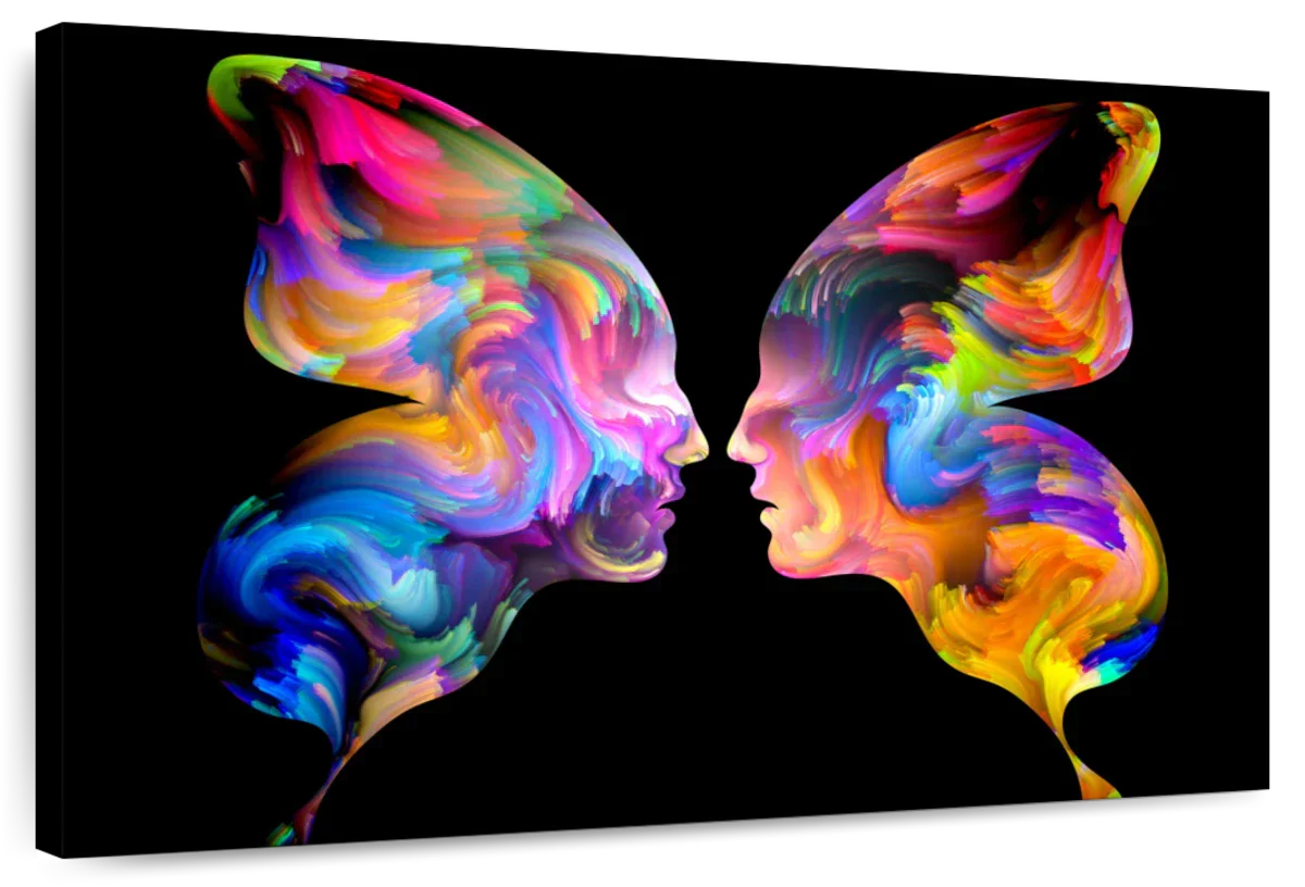 Abstract Butterfly Faces Wall Art