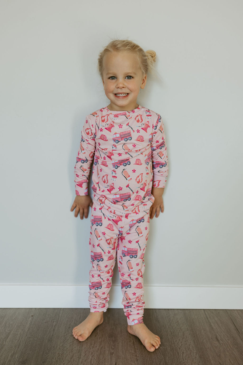 Pink Firefighter, Bamboo Two Piece Pajama Set