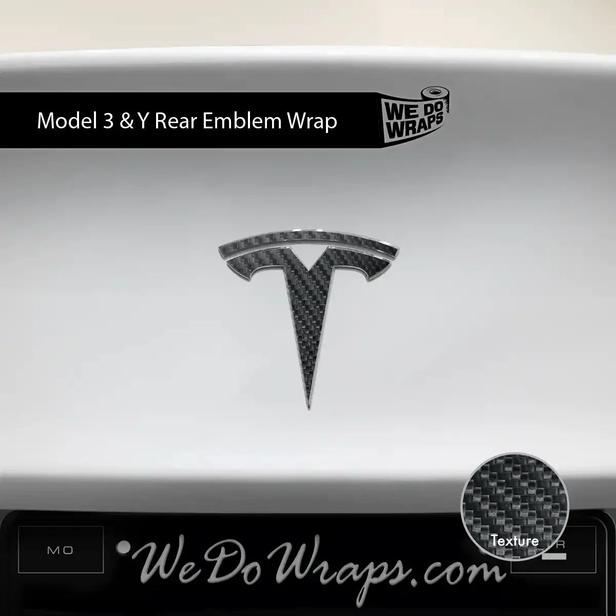 3M Carbon Fiber Tesla Emblem Decals (Front + Back) | Model 3