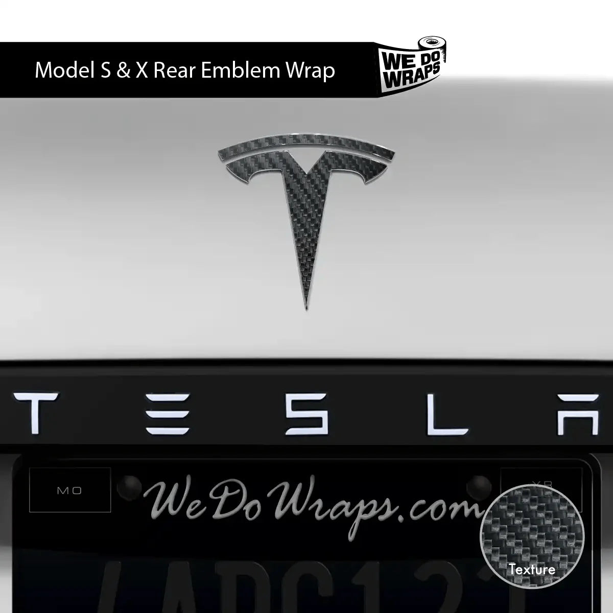 3M Carbon Fiber Tesla Emblem Decals (Front + Back) | Model S