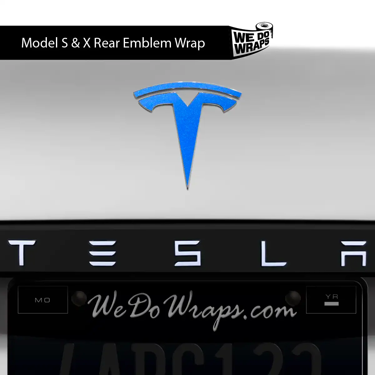 3M Gloss Fire Blue Tesla Emblem Decals (Front + Back) | Model X