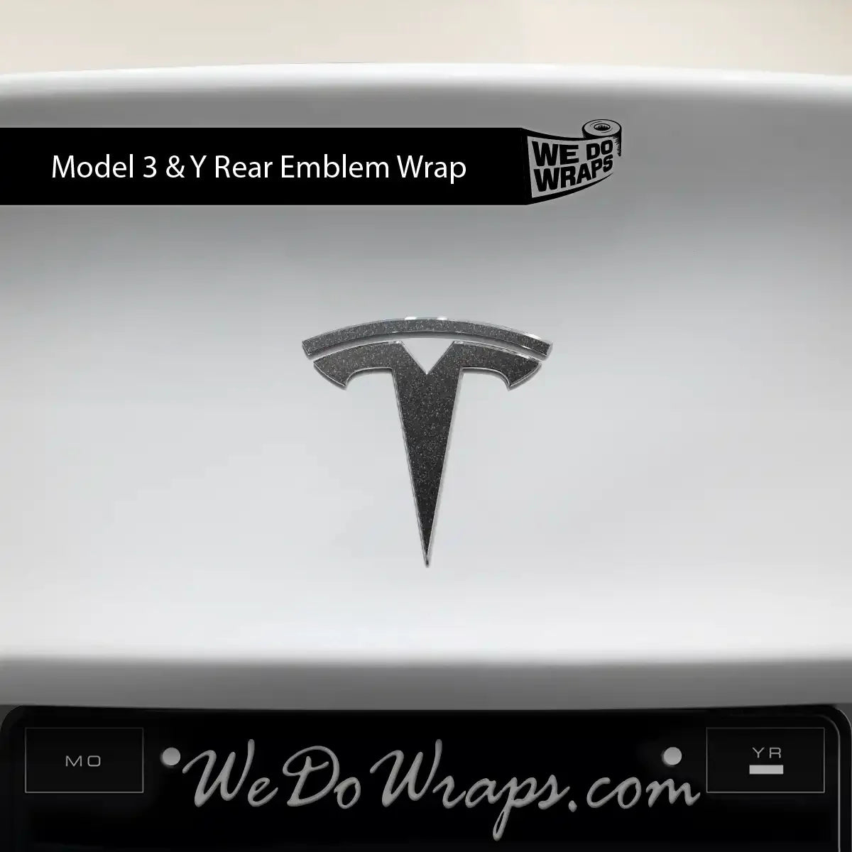 3M Matte Black Metallic Tesla Emblem Decals (Front + Back) | Model Y