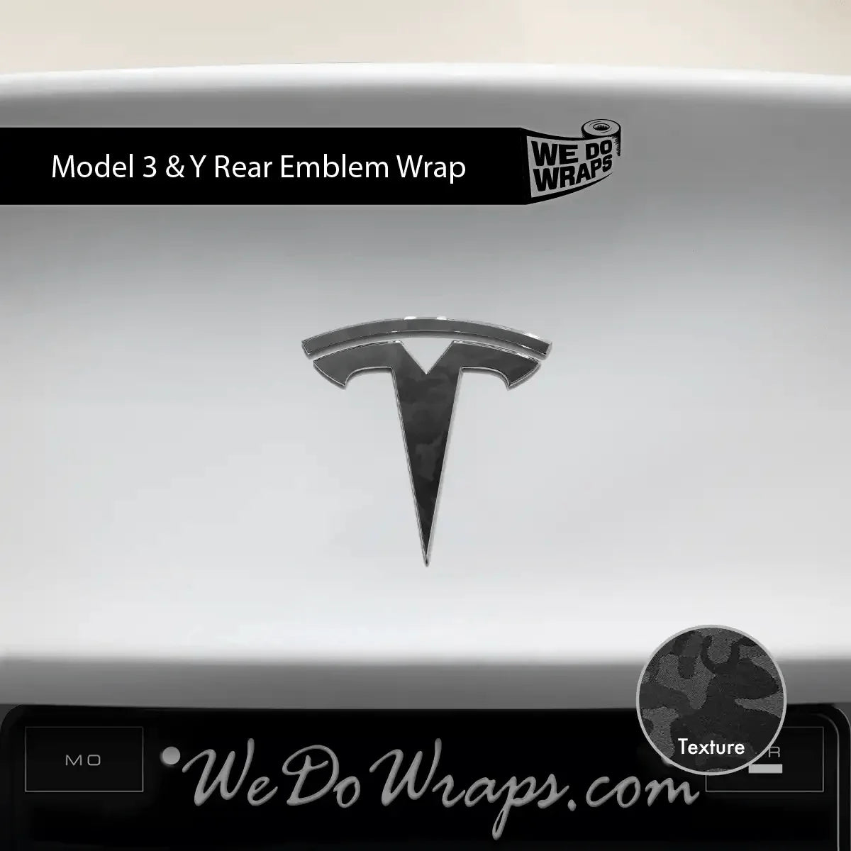 3M Shadow Black Camo Tesla Emblem Decals (Front + Back) | Model Y