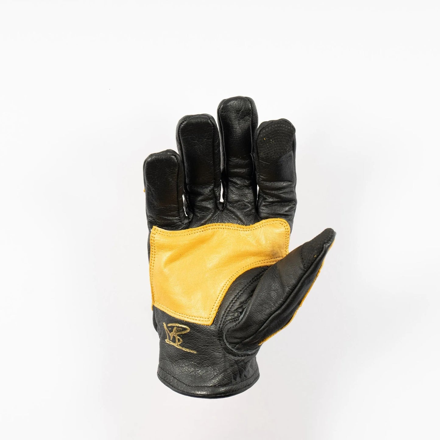 Leather Gloves - Buffalo Skeleton Motorcycle Astrapí (Lightning)-Black-Gold