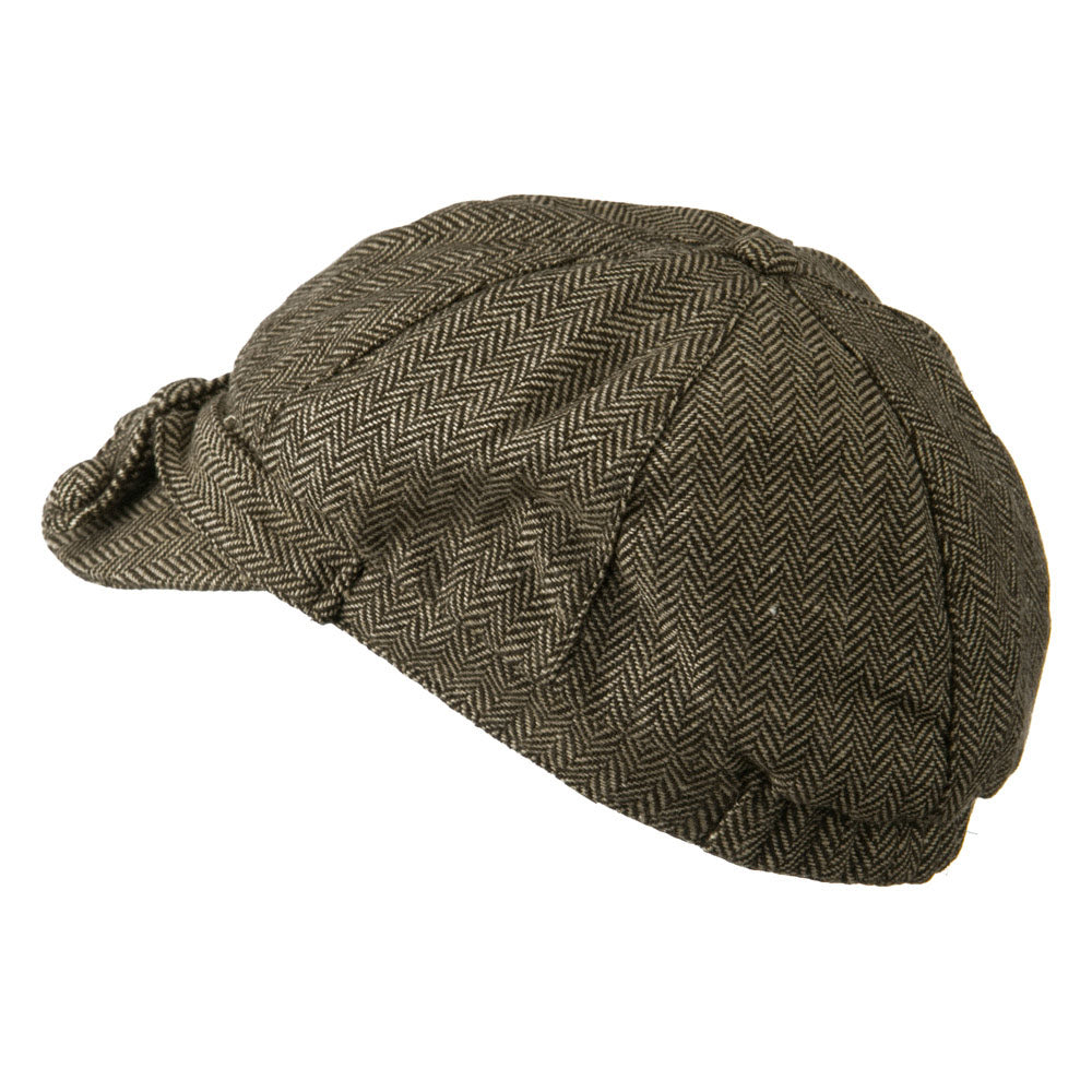 Wool Blend Tweed Newsboy with 3 Button Accent