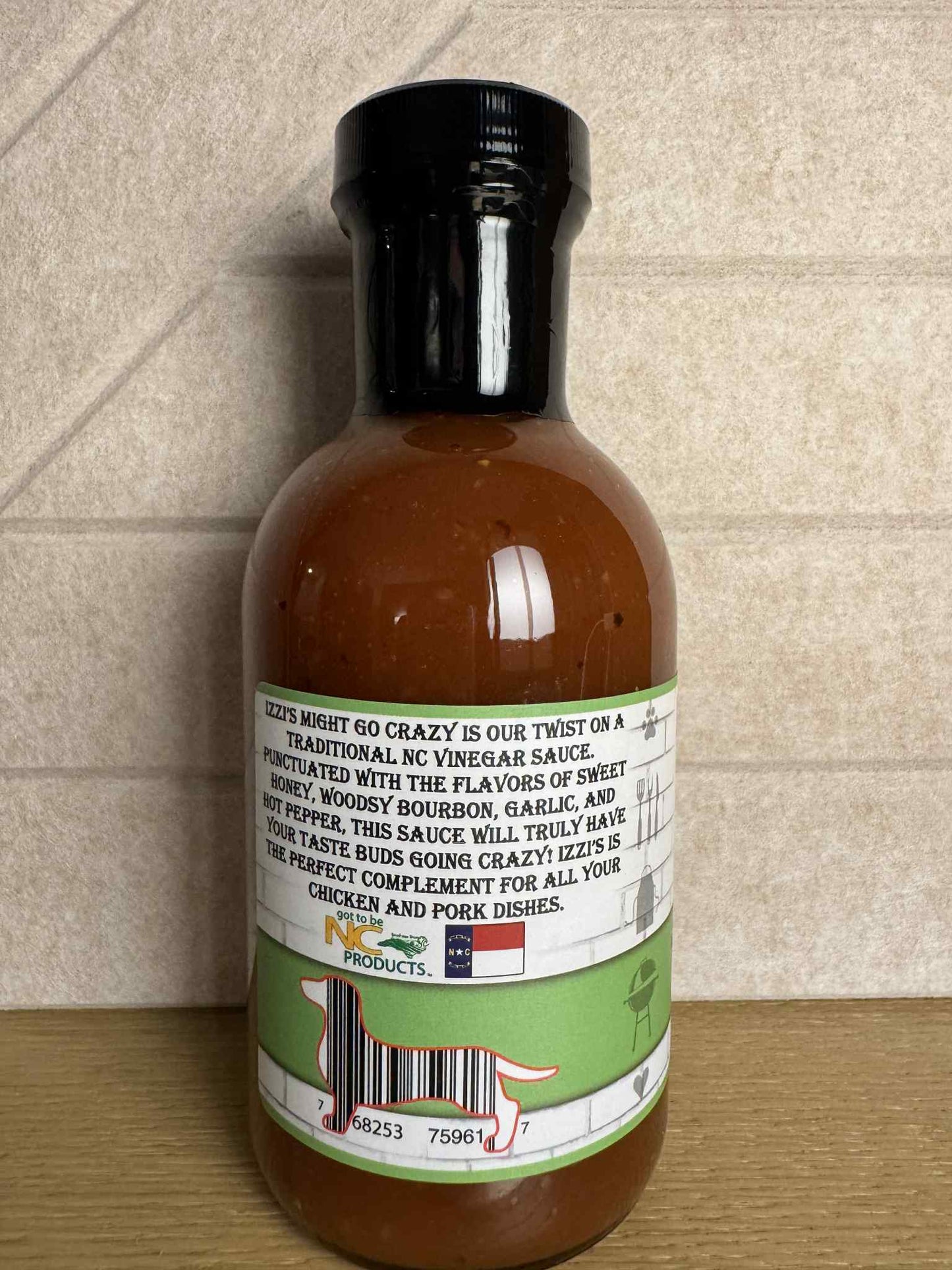 Izzi’s Might Go Crazy – NC Honey Bourbon Garlic BBQ Sauce (12 oz)