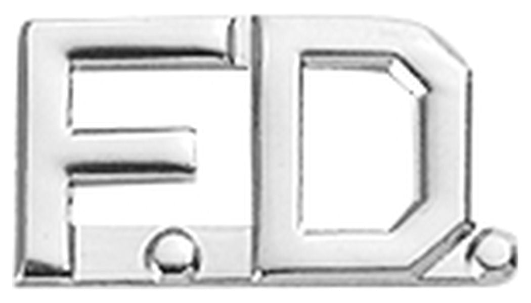 Fire Department FD Collar Letter Insignia - No Shine Metal Pin-On - PAIR - CLEARANCE!