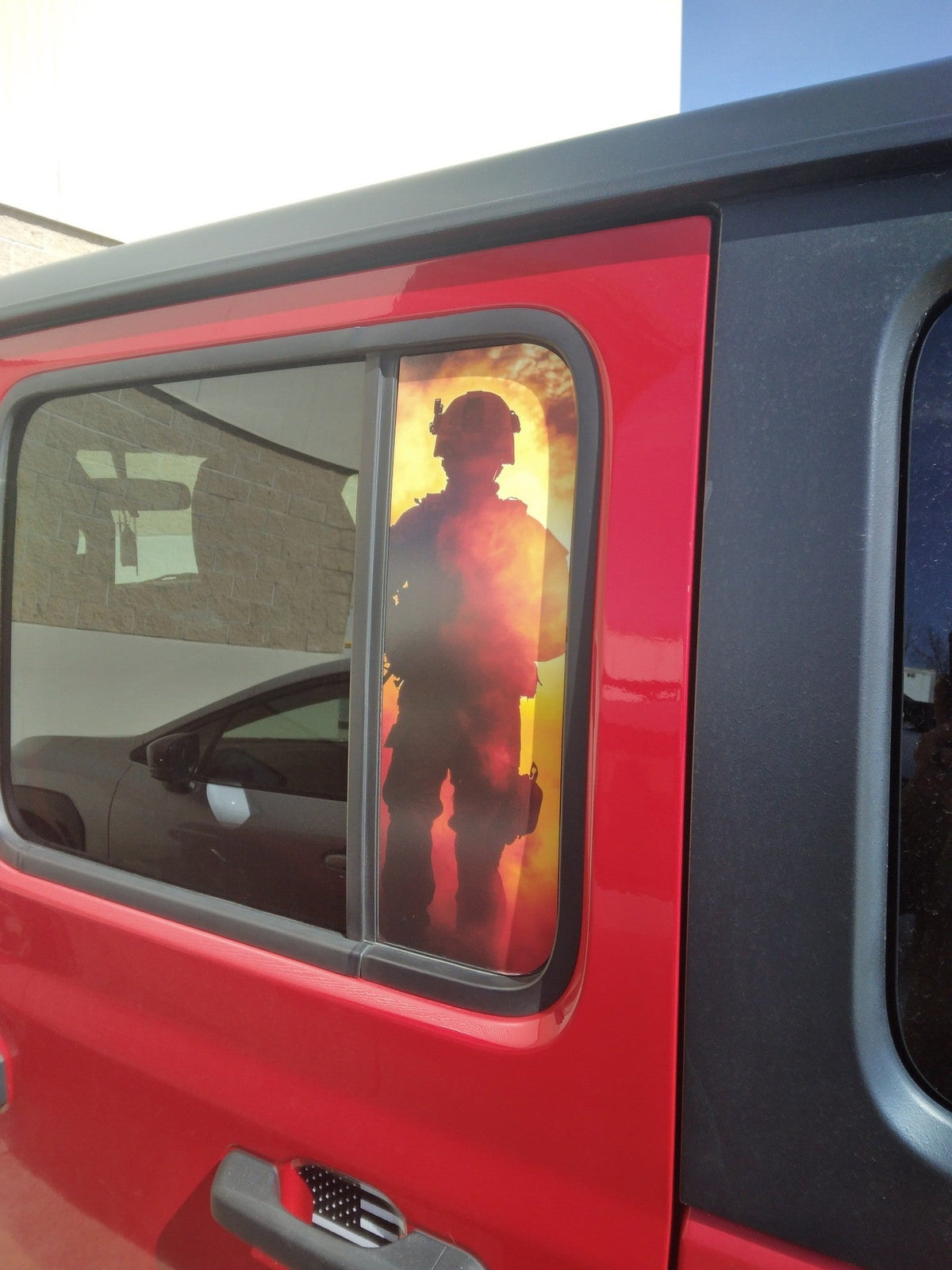Side door window decal American soldier 168