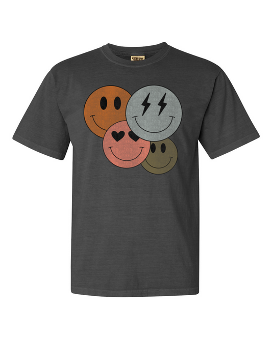 Vintage/Distressed Smiley Short Sleeve T-Shirt