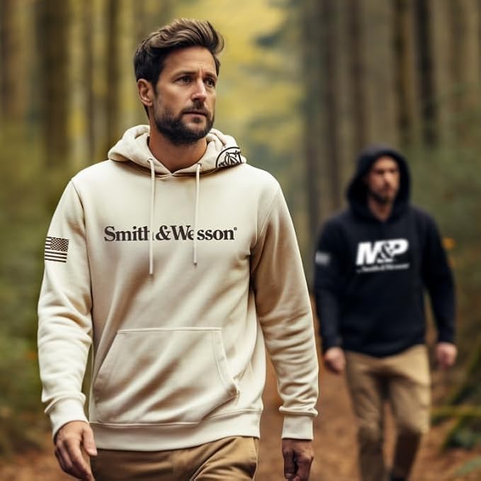 Smith & Wesson® Pullover Hoodie with Logo & US Flag in Desert Sand