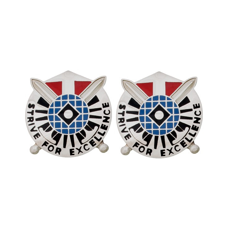 527th Military Intelligence Battalion Unit Crest - Pair - STRIVE FOR EXCELLENCE