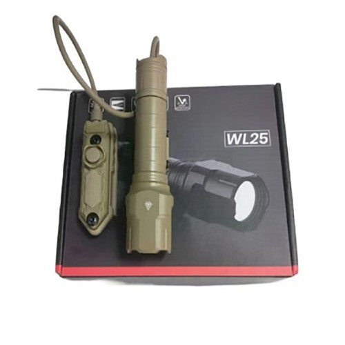 WL-25 Tactical Weaponlight Flashlight, 1200LM, USB Rechargeable – Black or Tan