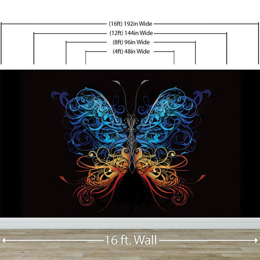 Large Swirl Butterfly Wall Graphic Mural #6024
