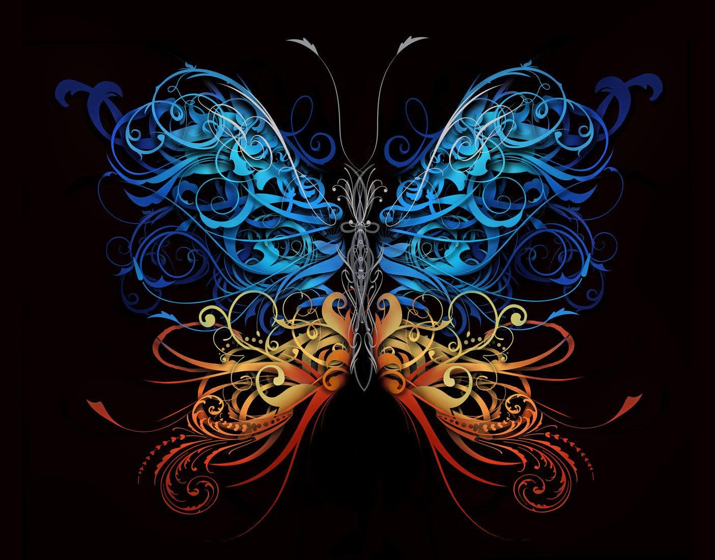 Large Swirl Butterfly Wall Graphic Mural #6024