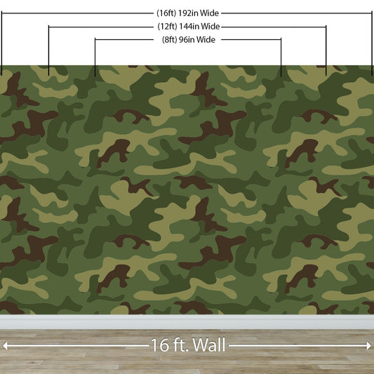 Woodland Green Military Combat Camo Camouflage Wall Mural #6064