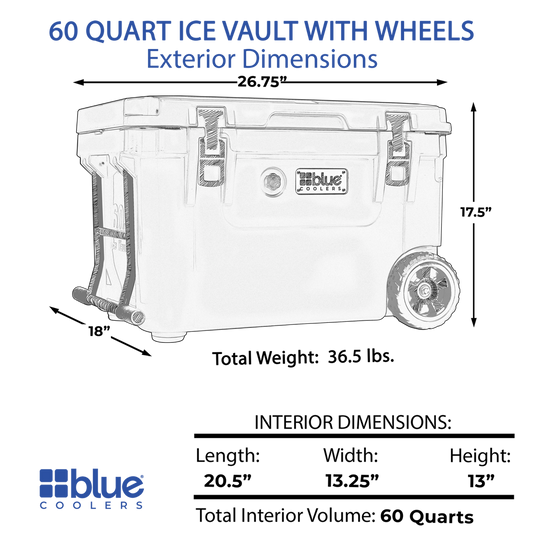 60 Quart Ice Vault Roto-Molded Cooler with Wheels - Promo