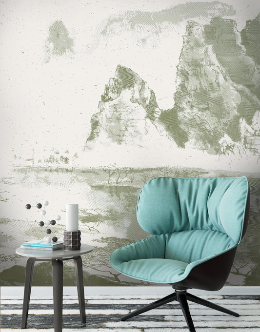 Shan Shui Traditional Chinese Mountain Landscape Scenery Painting Wall Mural. #6178