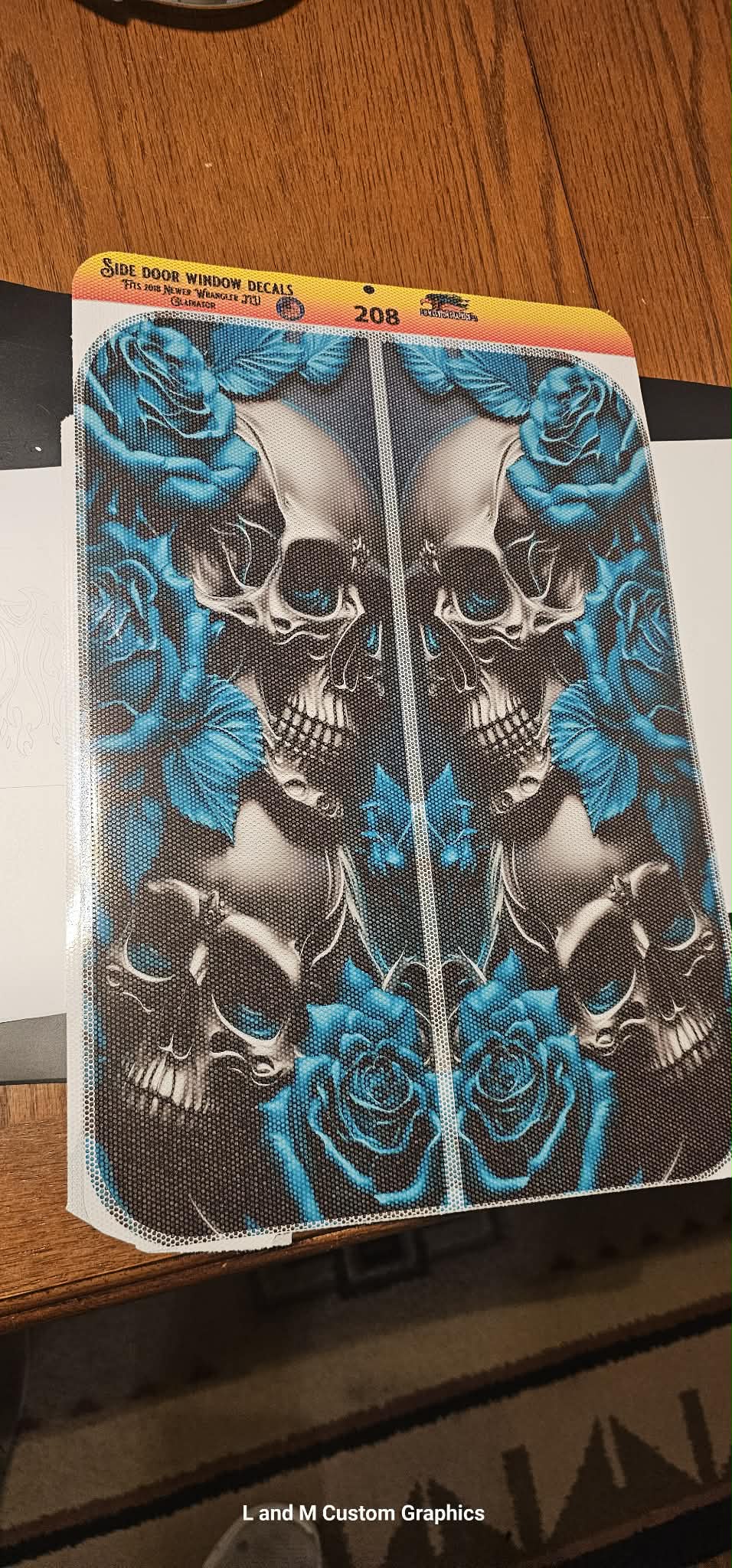 Teal Skull Side door window 208