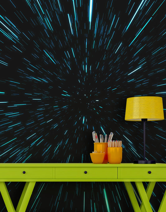 Lightspeed Through Hyperspace Wall Mural. Peel and Sticker Wallpaper. #6286