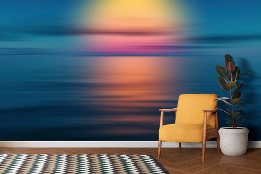Sunset over the Ocean Horizon Wall Mural. Peel and Stick Wallpaper. #6308