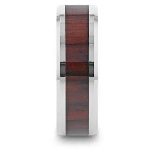 PRESLEY Tungsten Carbide Ring with Rich Cocobolo Wood Inlay – 8mm