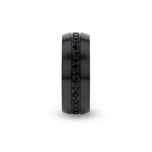 TALON Black Titanium Ring with Black Sapphires - 6mm - 8mm