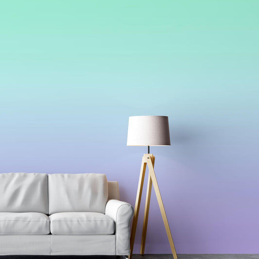 Pastel Color Wall Mural. Turquoise to Plum Purple Gradient Color Blend Design Wallpaper. #6385