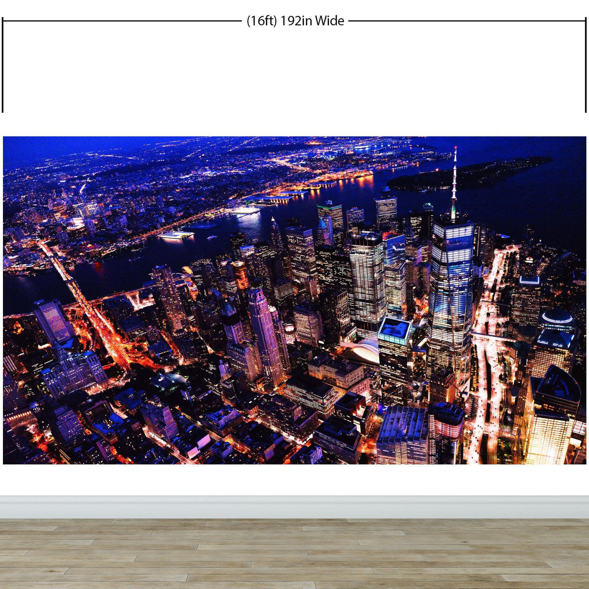 New York City Cyber Punk Synth Wave Wall Mural. 80’s Synth Wave Pop Style Bright Color Wallpaper. #6414