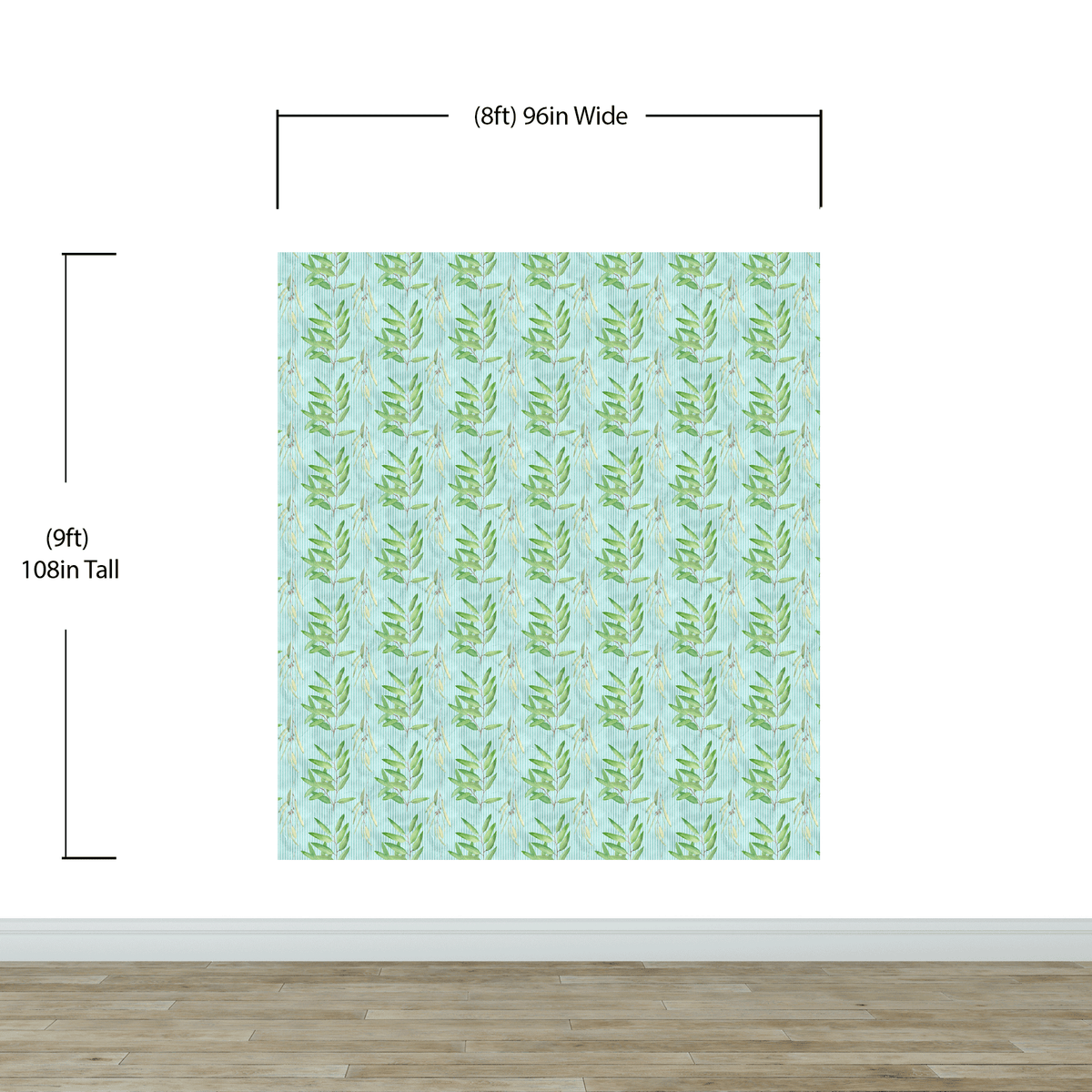 Eucalyptus Wallpaper. Farmhouse Decor Peel and Stick Wall Mural. Blue and Green Colors. #6482