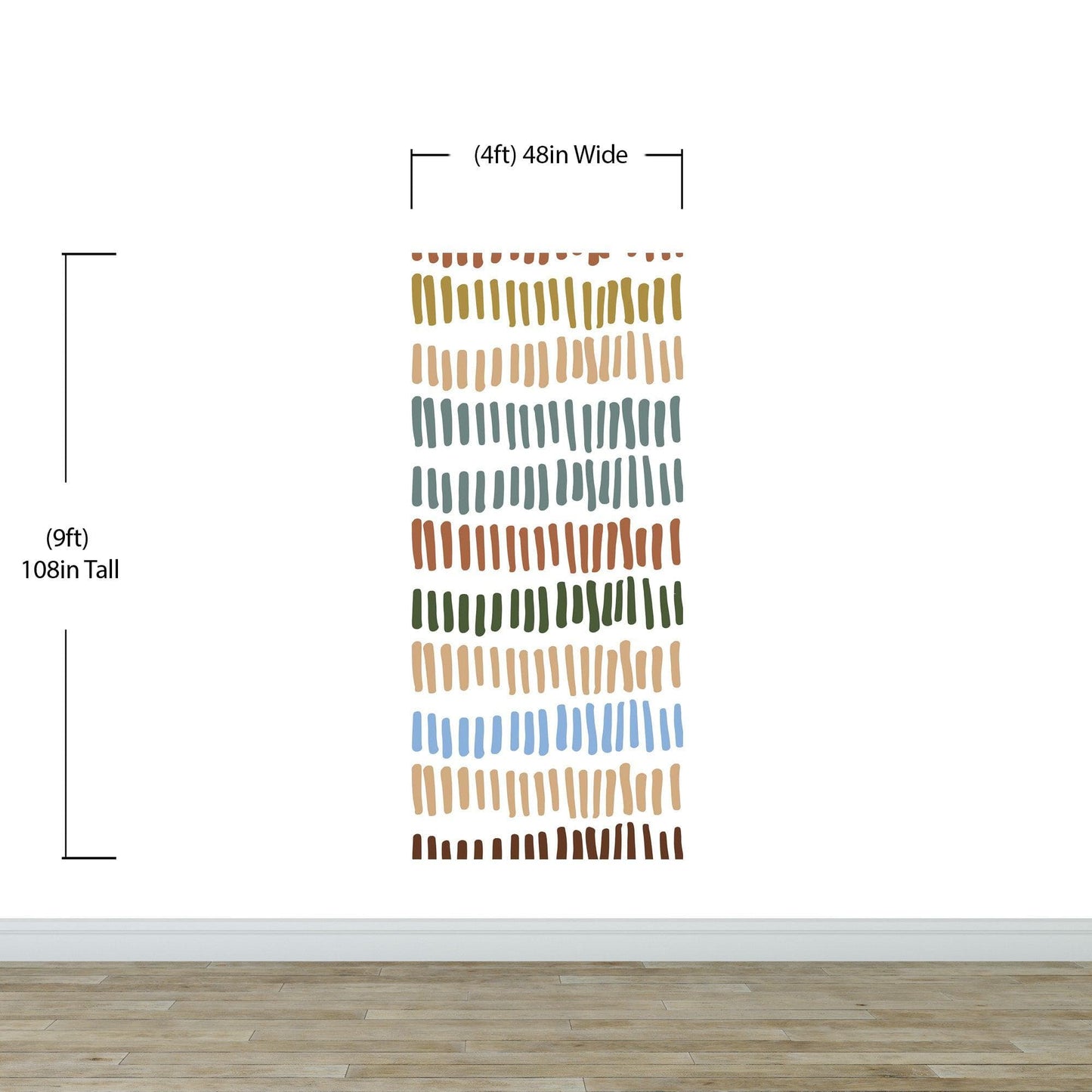 Minimalist Boho Wallpaper Peel and Stick Mural. Pastel Color Brush Strokes Stripes Pattern Design. #6568