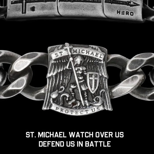 St. Michael's 'protect Us' Cuban Link Bracelet: Helps Pair Veterans with A Service Dog or Shelter Dog