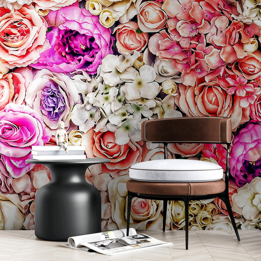 Vibrant Floral Bliss Wallpaper Mural - Colorful Roses and Flower Arrangements #6602