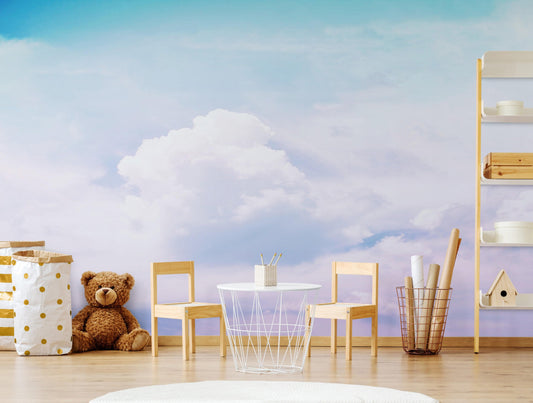 Pastel Sky and Clouds Kids Wallpaper Mural - Dreamy Nursery Peel and Stick Wallpaper. #6605