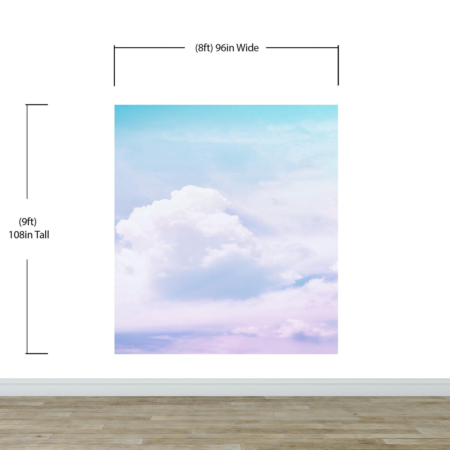 Pastel Sky and Clouds Kids Wallpaper Mural - Dreamy Nursery Peel and Stick Wallpaper. #6605