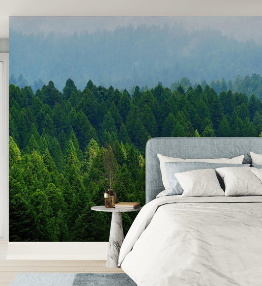Green Forest Wallpaper Mural. Scenic Landscape Wall Mural. #6894