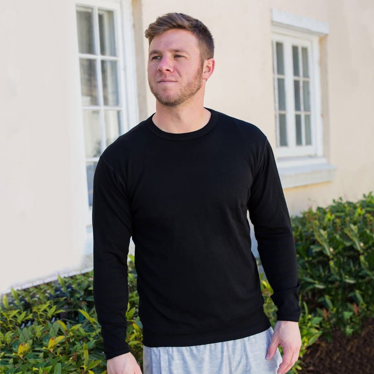 Heavyweight Men's Wool Crew Top - 100% Merino Wool
