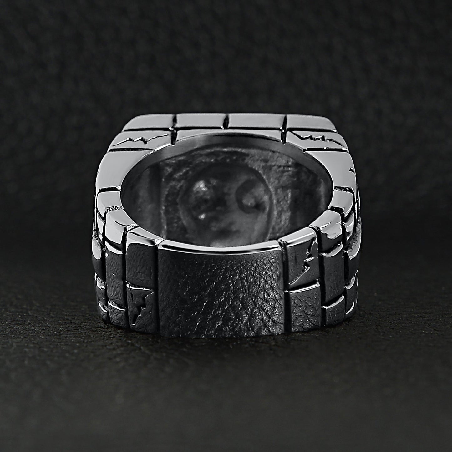 Stainless Steel Medieval Jailed Skull & 18K Gold Plated Cross Ring