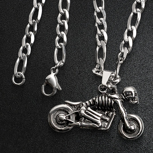 Stainless Steel Skeleton Motorcycle Figaro Chain Necklace
