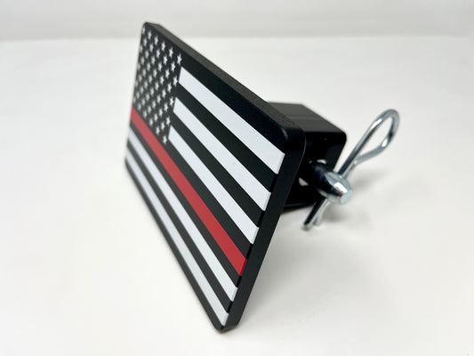 American Flag With Red Line Hitch Cover