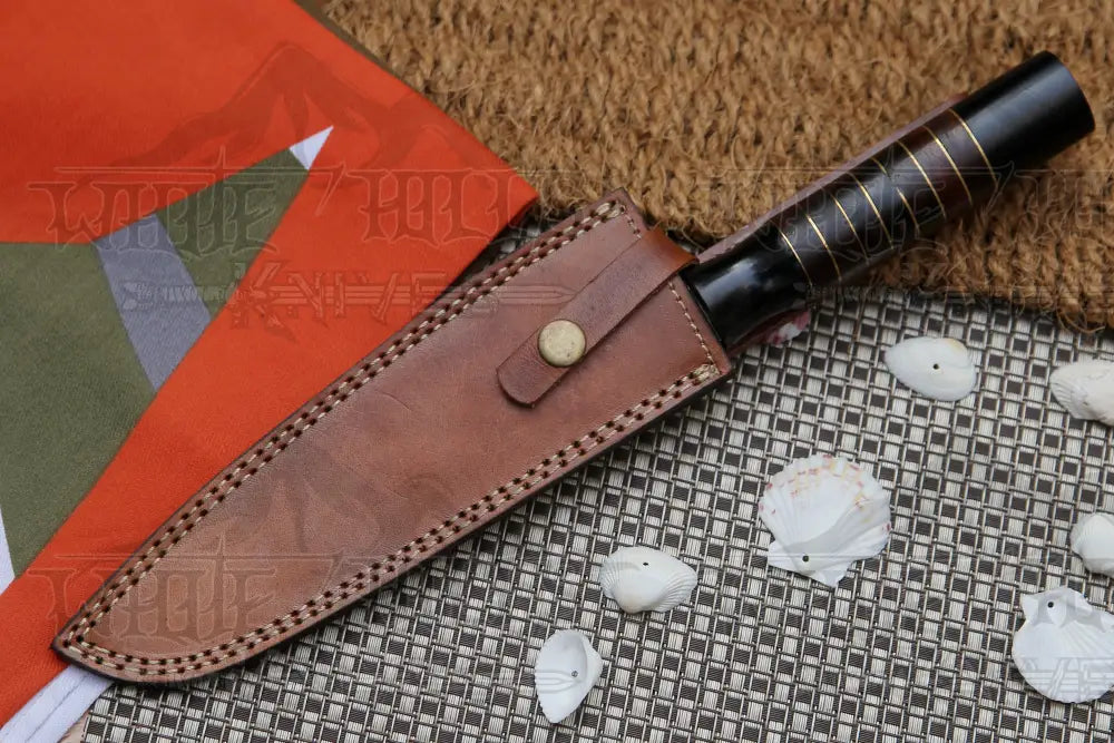 8" Handmade Damascus Chef Knife - Buffalo Horn Handle