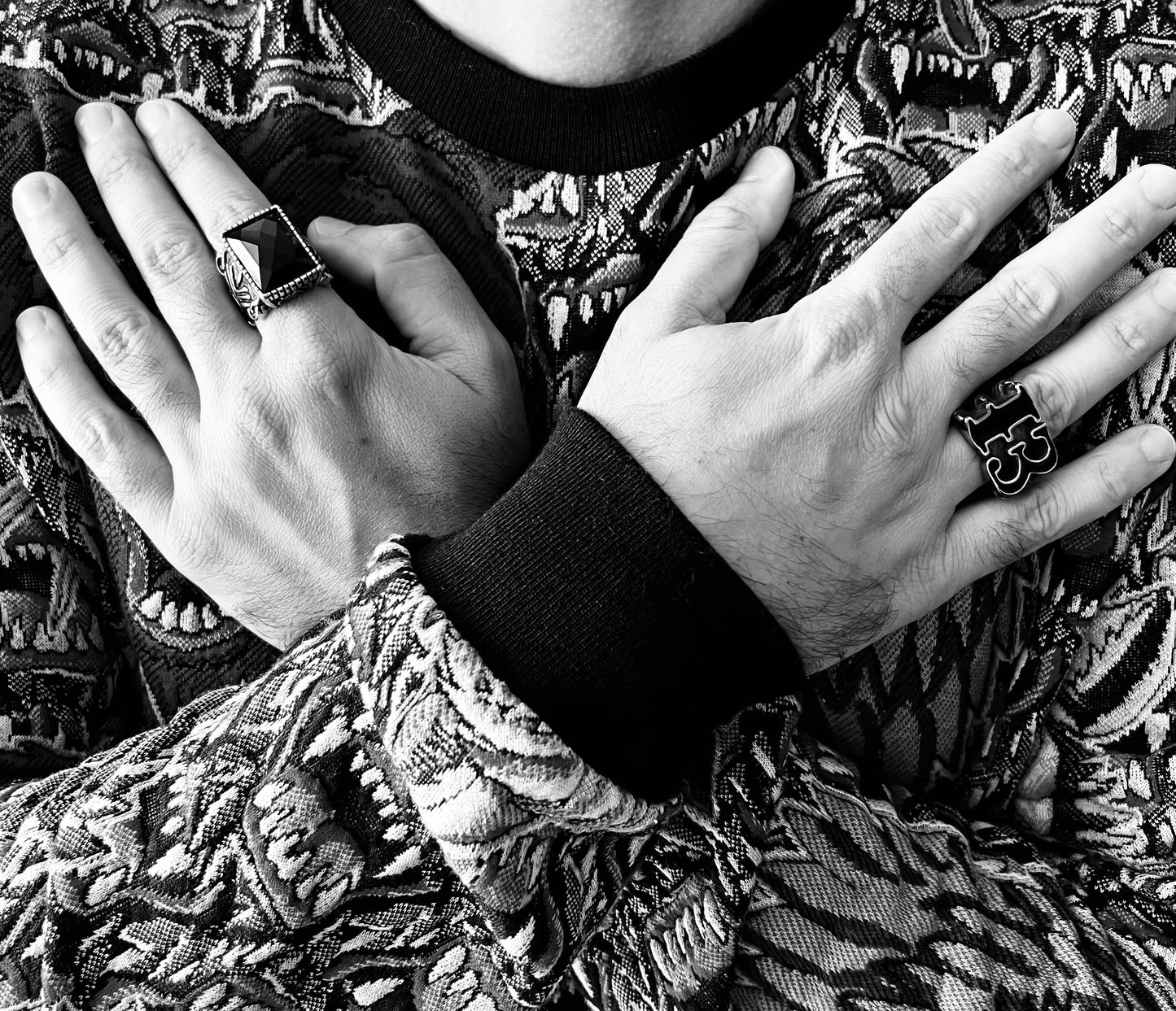 Stainless Steel Black Gothic "13" Dragon Claw Signet Ring