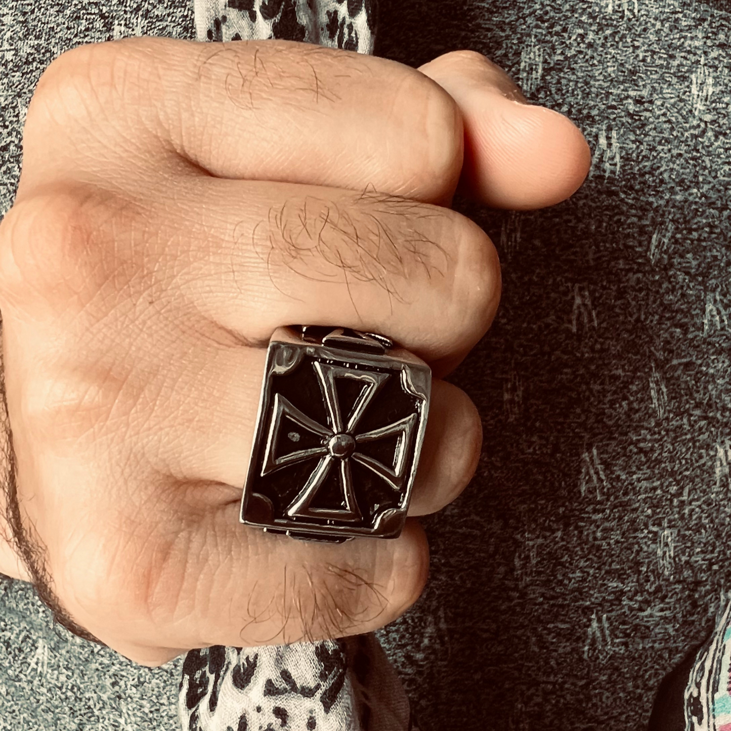 Stainless Steel Large Maltese Cross Signet Ring