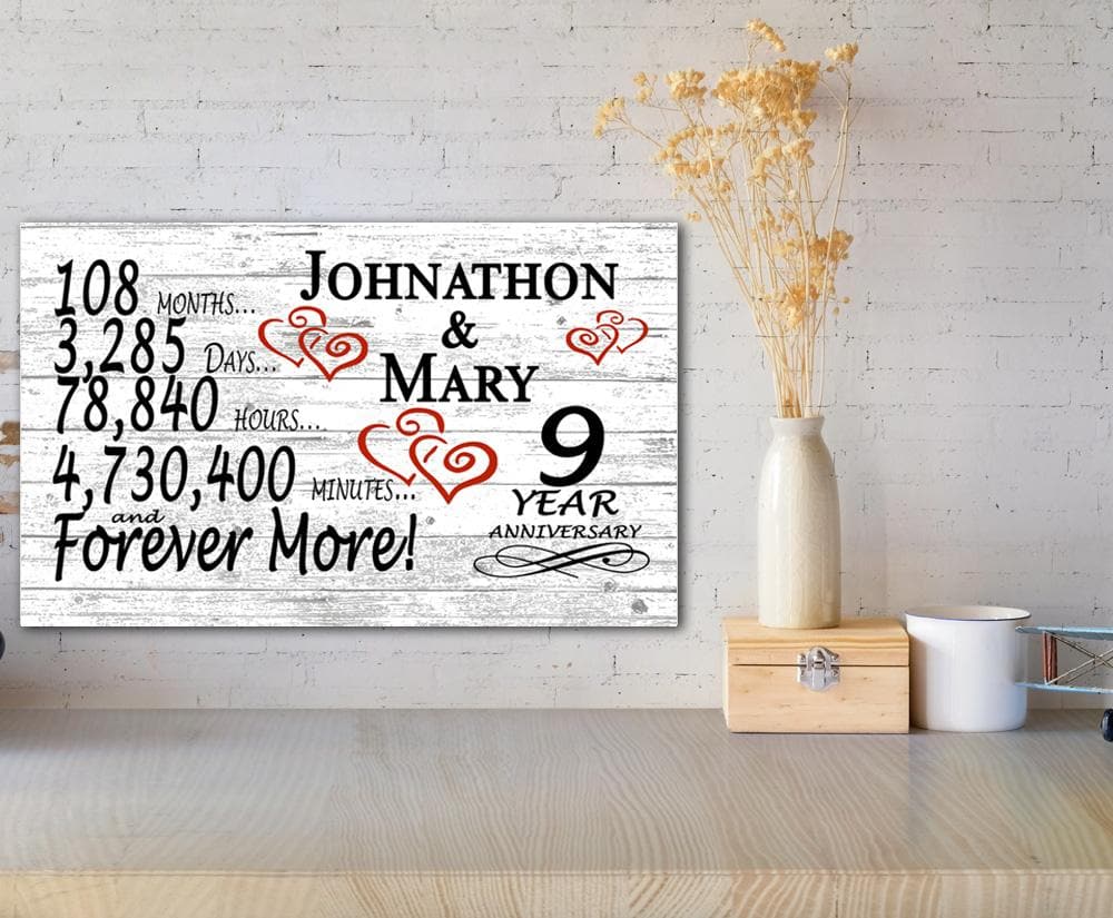 9 Year Anniversary Gift Personalized 9th Wedding Anniversary Present