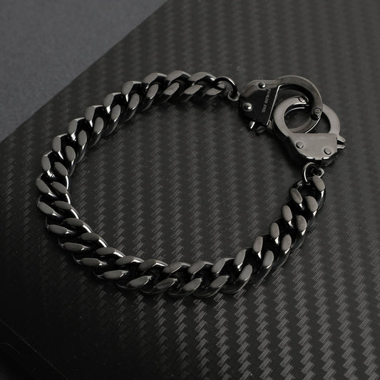 Stainless Steel Or Black Handcuff Bracelet
