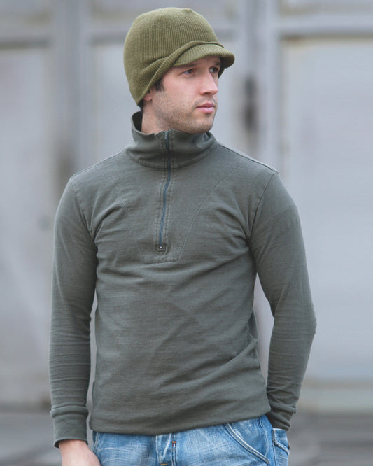 GERMAN OD TRICOT SHIRT W/ZIPPER USED (L)