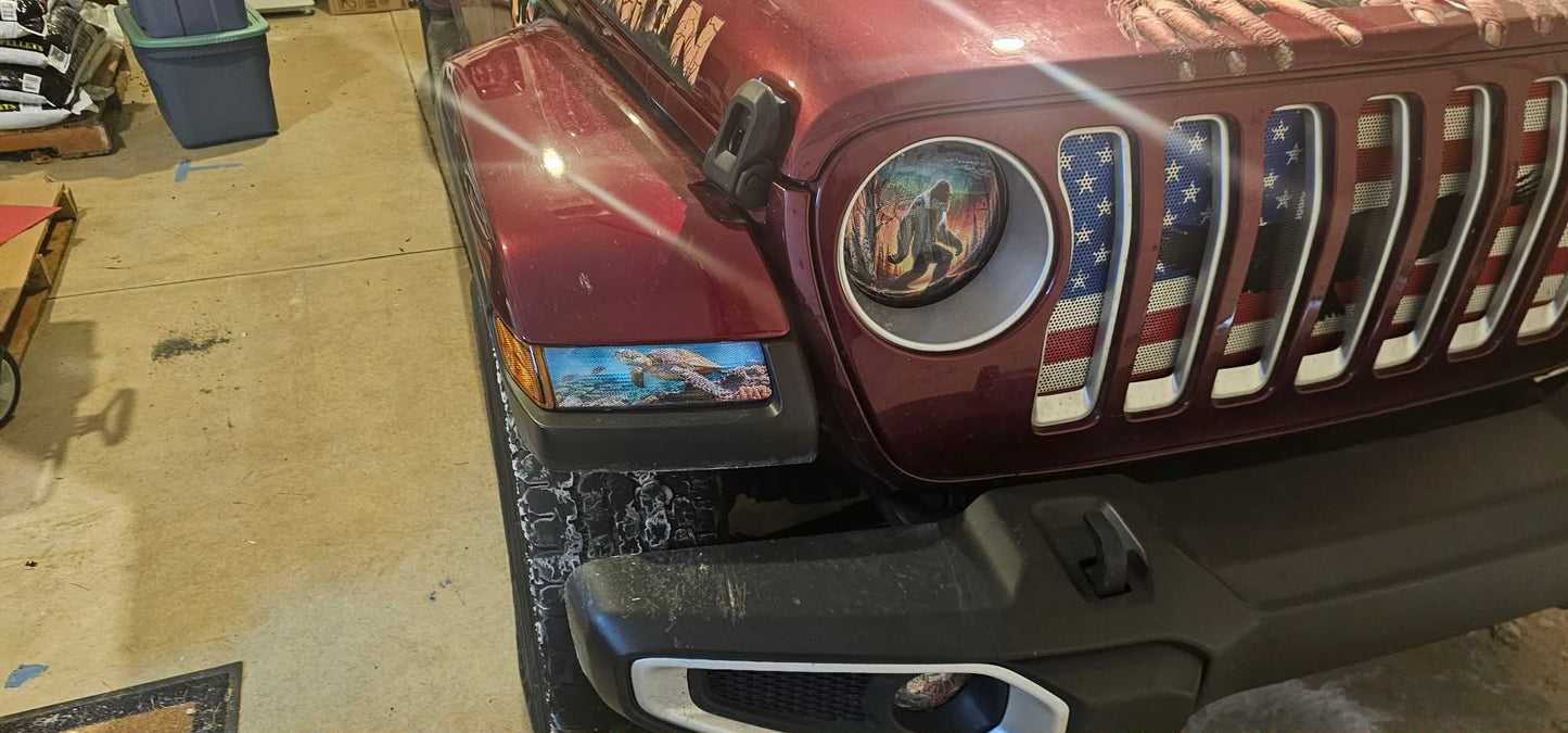 Cow print round headlight decals