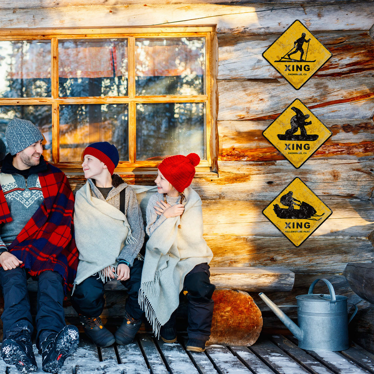 Snowboarder Crossing - Metal Wall Art