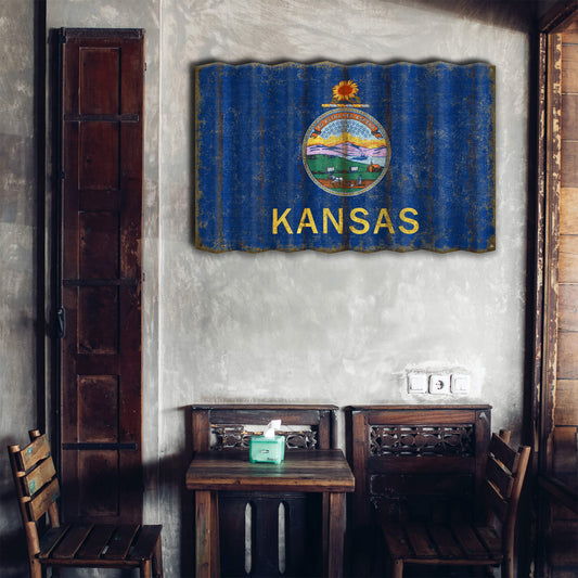 Kansas State Flag - Corrugated Metal Wall Art