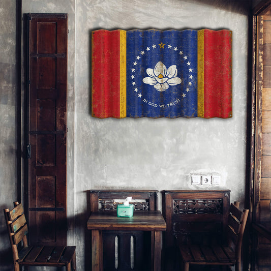 Mississippi State Flag - Corrugated Metal Wall Art