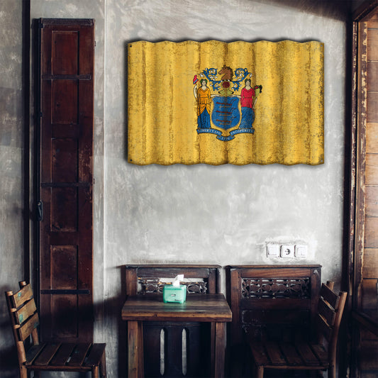 New Jersey State Flag - Corrugated Metal Wall Art
